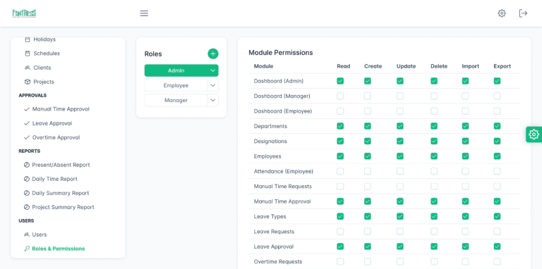 HRIS -Roles and Permissions